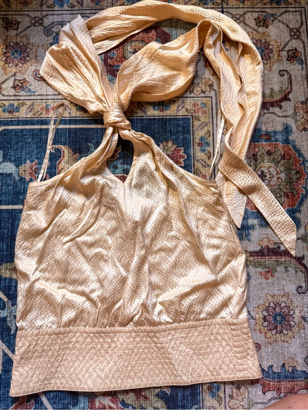 Vintage Tory Burch Silk Halter Top | Cream Knot Camisole | Sz 2